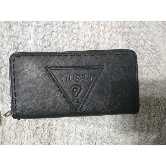 Guess Logo Zip Wallet Black Large - Picture 2 of 8